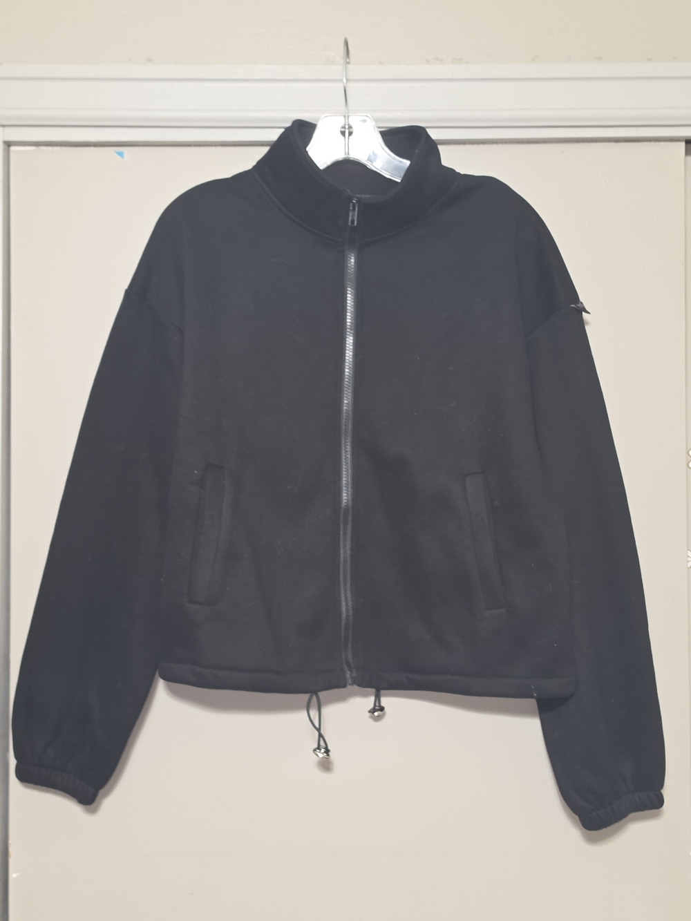 White Fox Boutique Black Zip-Front Sweatshirt